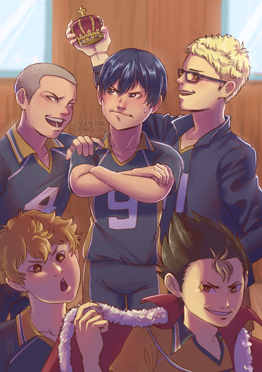 Kageyama being teased by his volleyball teammates.